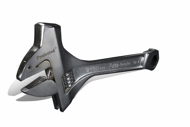 Proferred T10001 Mining Adjustable Wrench with Hammer, Chrome Finish, 12" - Image 3